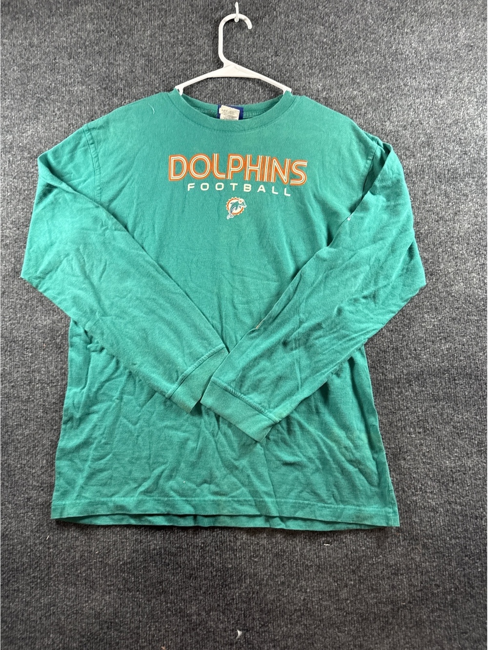 Reebok Miami Dolphins T Shirt Mens XL Green Long Sleeve NFL Football Graphic Tee